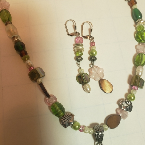 Tropical Pastel Set Necklace Bracelet Earrings Original AJ Nelly Design - Picture 7 of 12